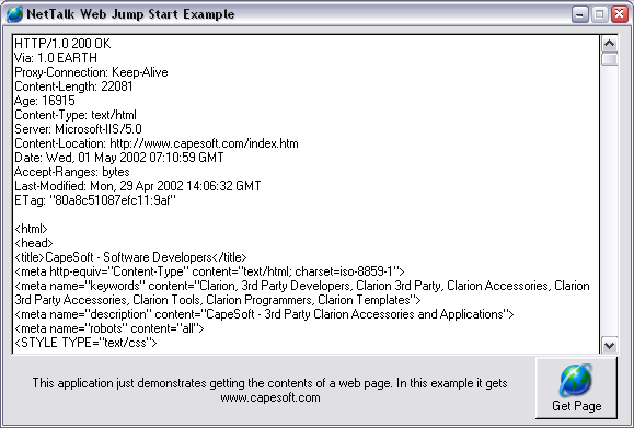 Web Jump Start example screenshot