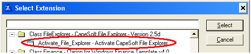 Select Extension screenshot