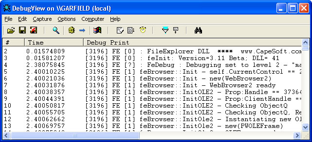 Debug view screenshot