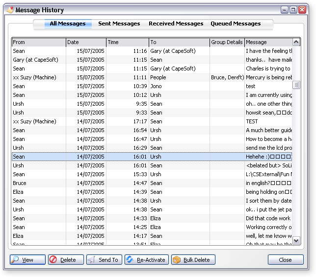 message history screenshot